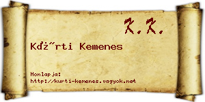 Kürti Kemenes névjegykártya